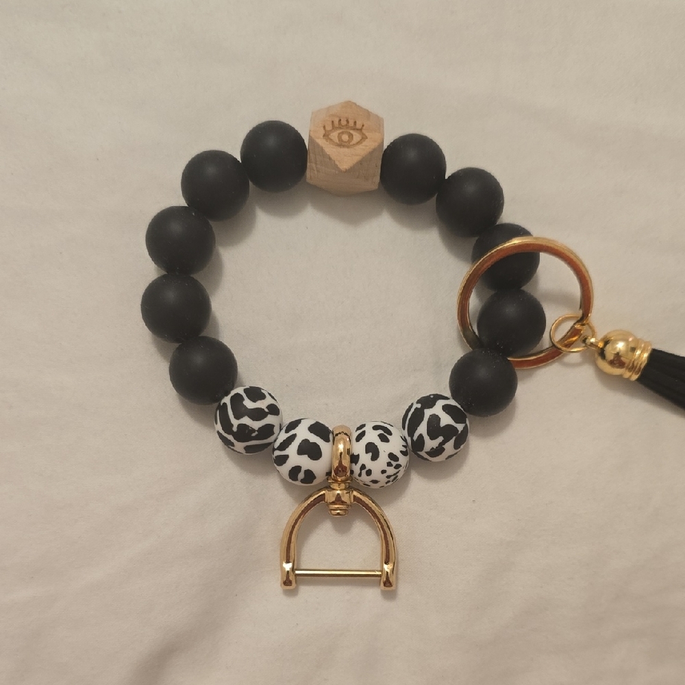 Black And White Evil Eye Bracelet Keychain
